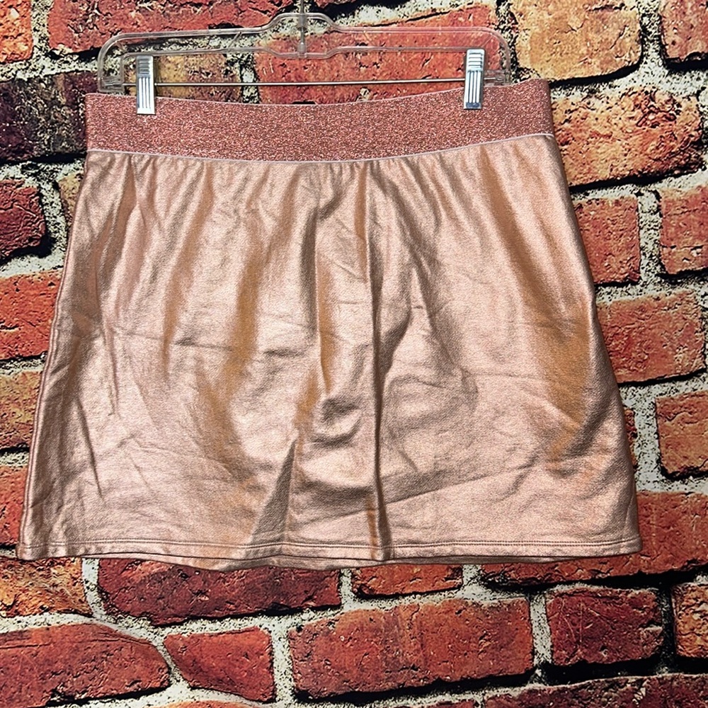 Forever 21 metallic pink women’s mini skirt size XL elastic waist New with tags